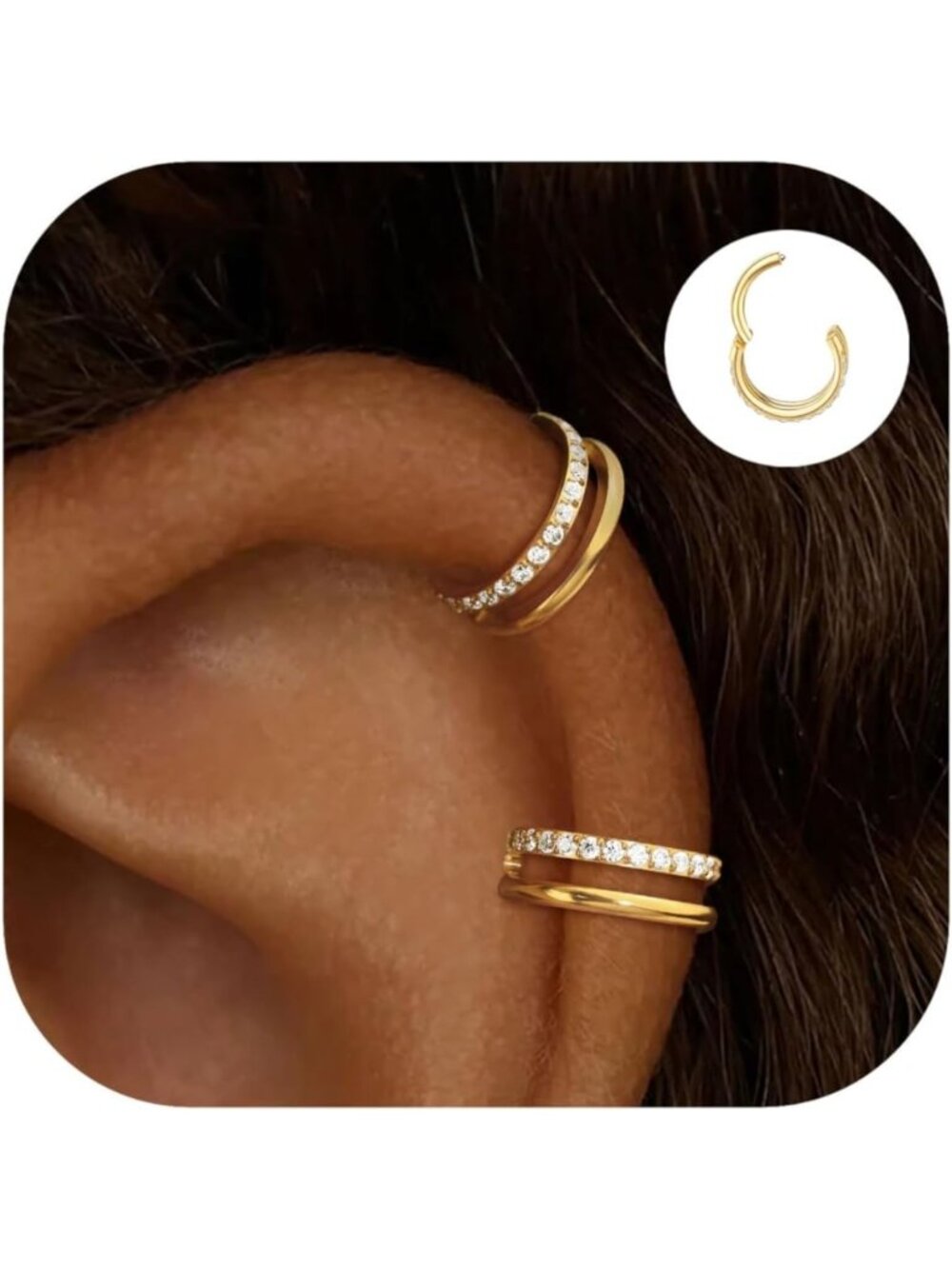 Gold Hoop Earrings for Women | Cartilage Helix Conch Piercing Jewelry